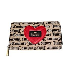 NEW Juicy Couture Zipper Top Wallet With Red Quilted Heart
